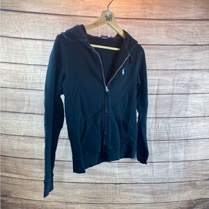 Ralph Lauren Black Zip-Up Hoodie with Embroidered Pony